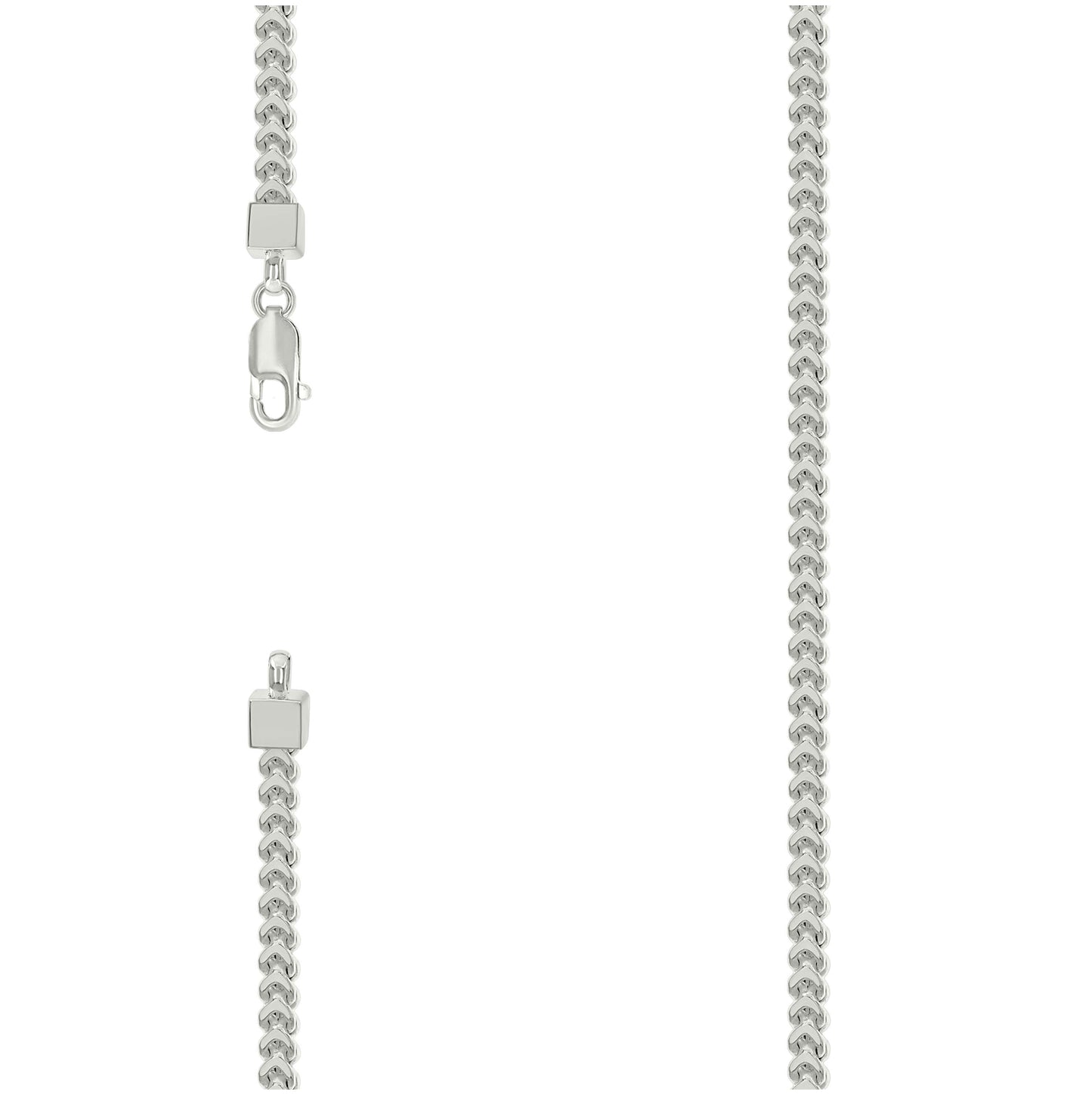 Sterling Silver Or Rhodium Plated Hollow Franco Chain