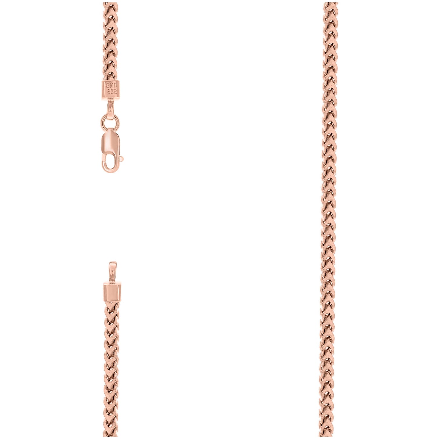 Sterling Silver Rose Tone Or Yellow Tone Hollow Franco Chain