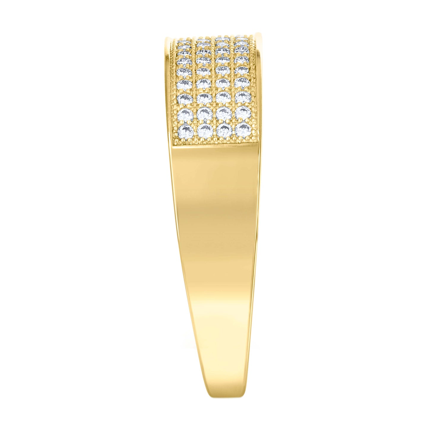 14K Yellow Gold Womens Moissanite Four Rows Wedding Band Ring Size 9