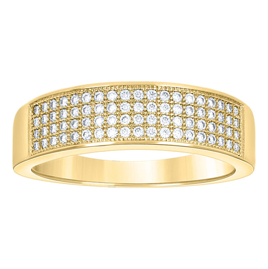 14K Yellow Gold Womens Moissanite Four Rows Wedding Band Ring Size 9