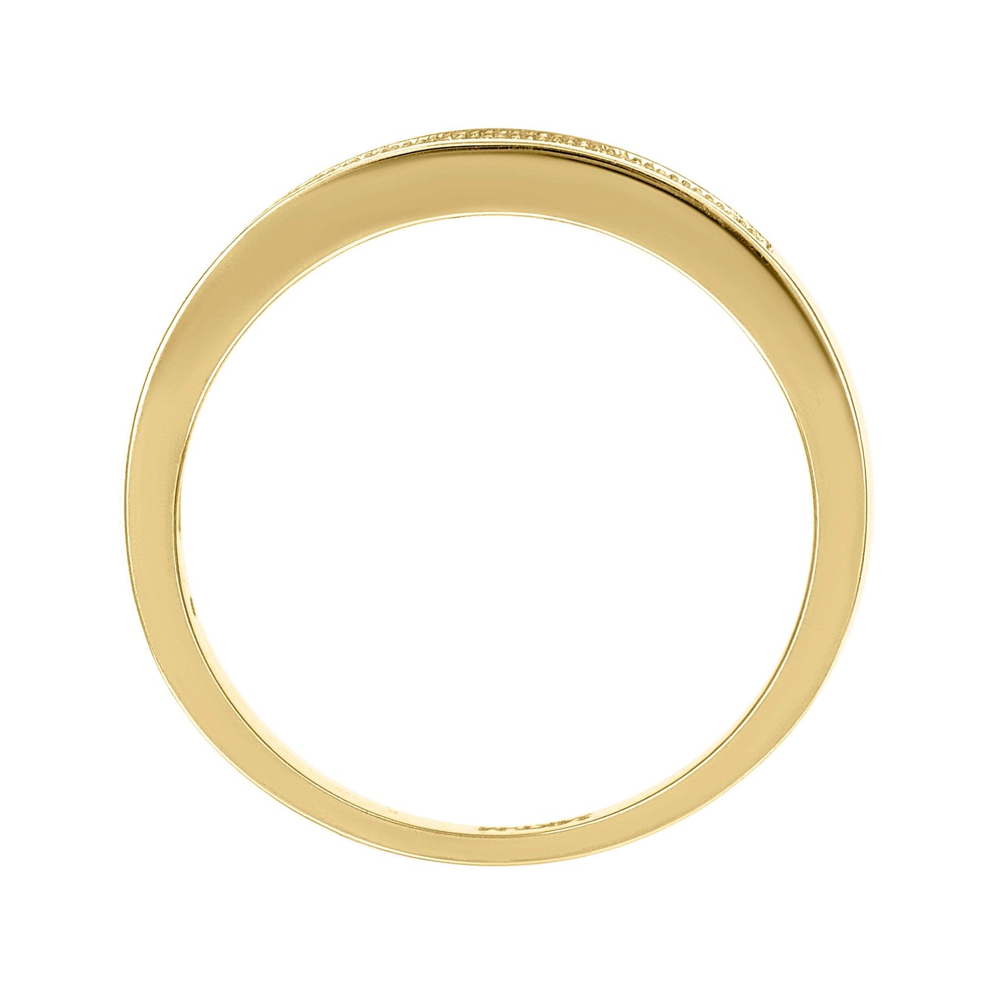 14K Yellow Gold Womens Moissanite Three Rows Wedding Band Ring Size 9