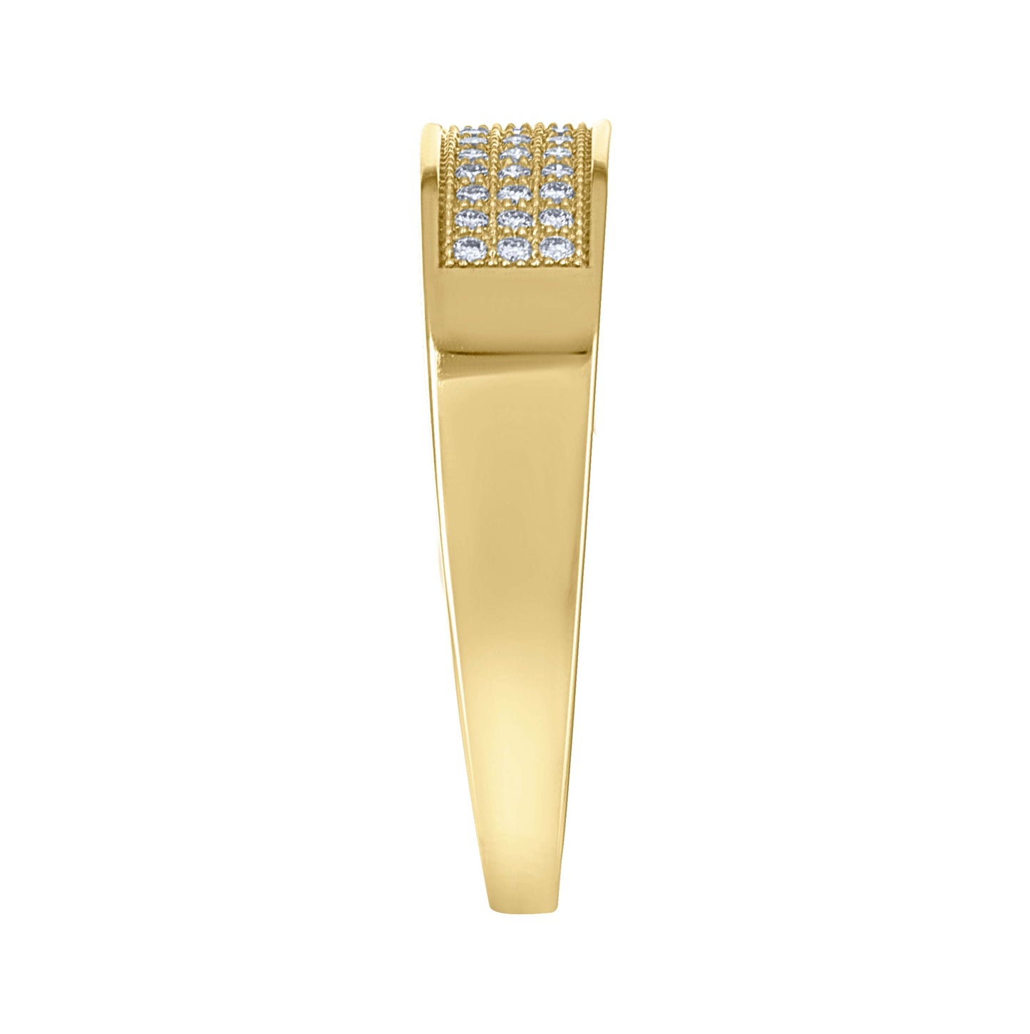14K Yellow Gold Womens Moissanite Three Rows Wedding Band Ring Size 9