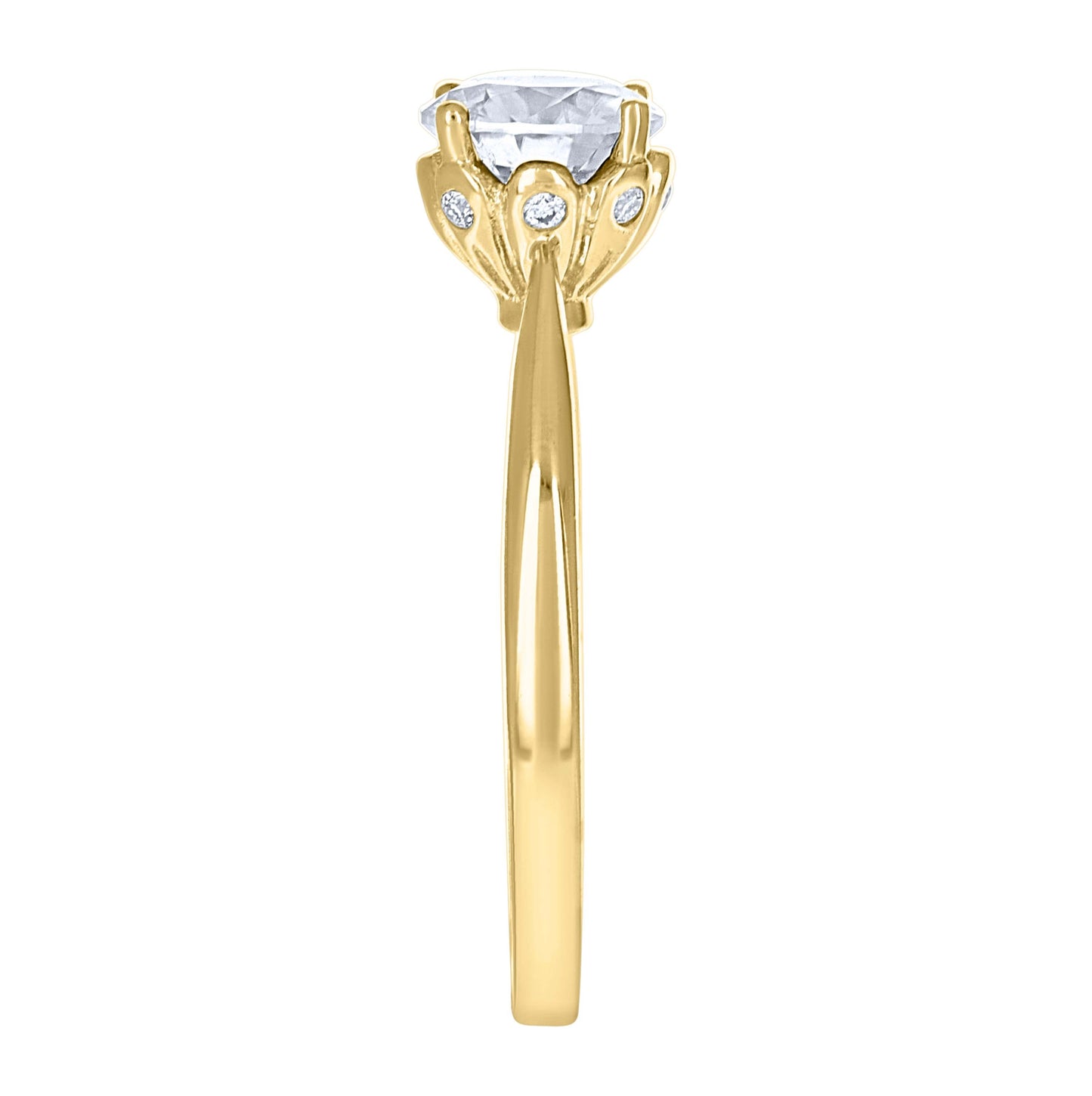 14K Yellow Gold Womens Moissanite Solitaire Engagement Ring Size 7