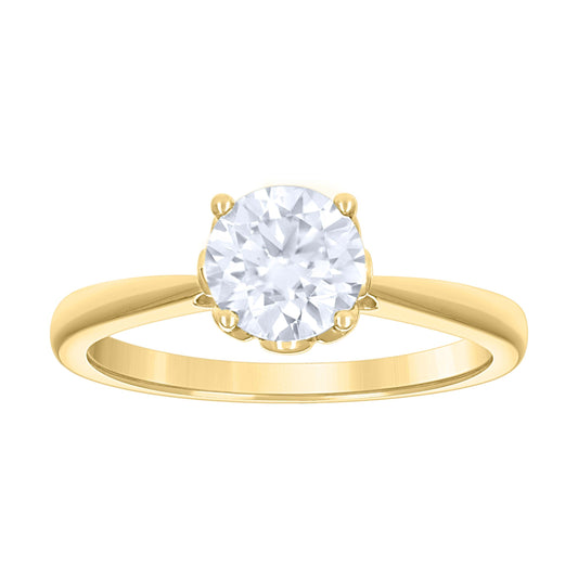 14K Yellow Gold Womens Moissanite Solitaire Engagement Ring Size 7