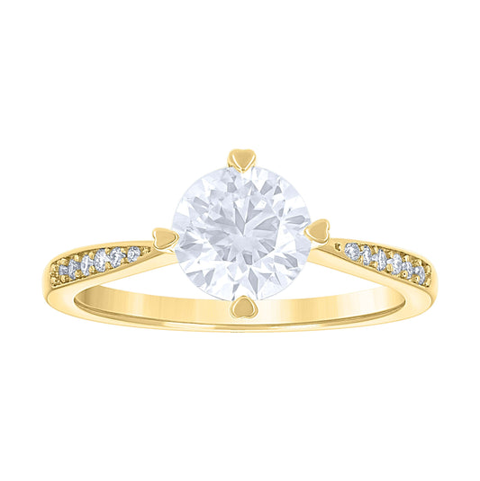 14K Yellow Gold Womens Moissanite Heart Prongs Solitaire Engagement Ring Size 7