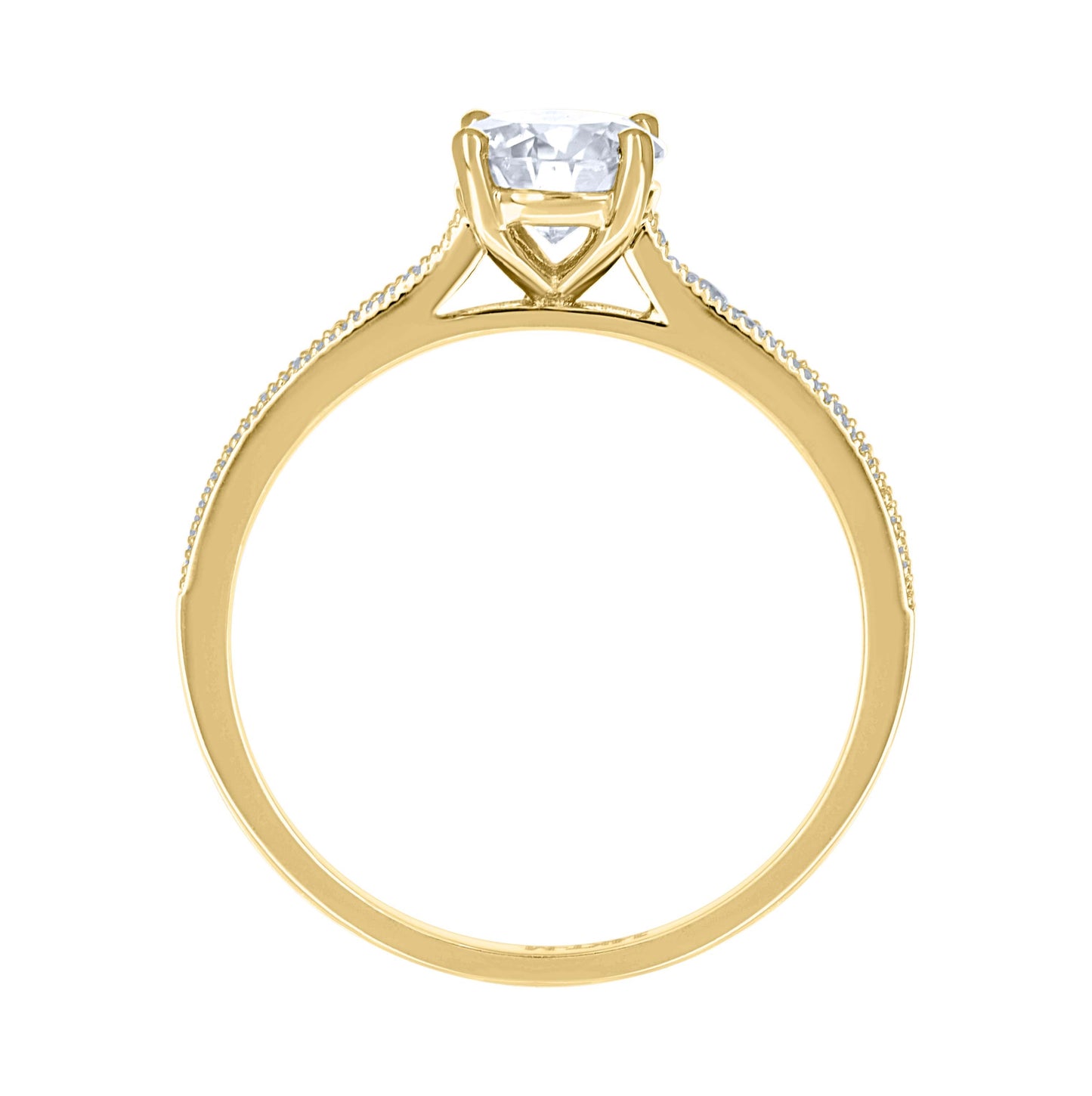 14K Yellow Gold Womens Moissanite Solitaire Engagement Ring Size 7