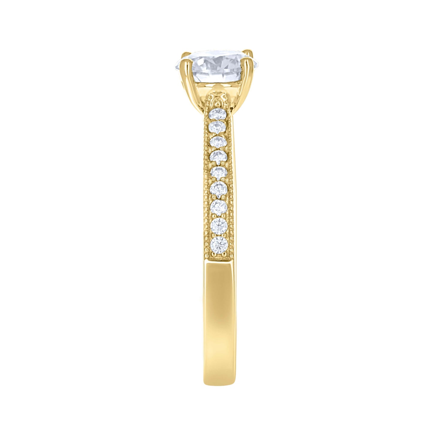 14K Yellow Gold Womens Moissanite Solitaire Engagement Ring Size 7