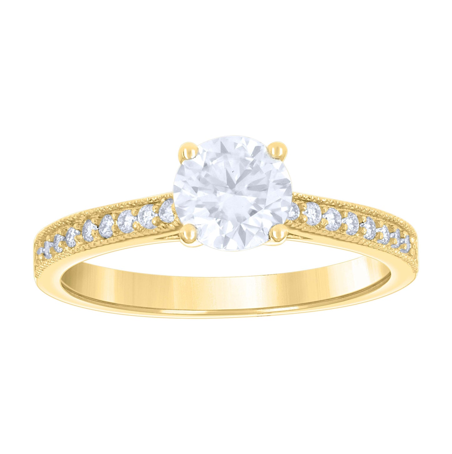 14K Yellow Gold Womens Moissanite Solitaire Engagement Ring Size 7
