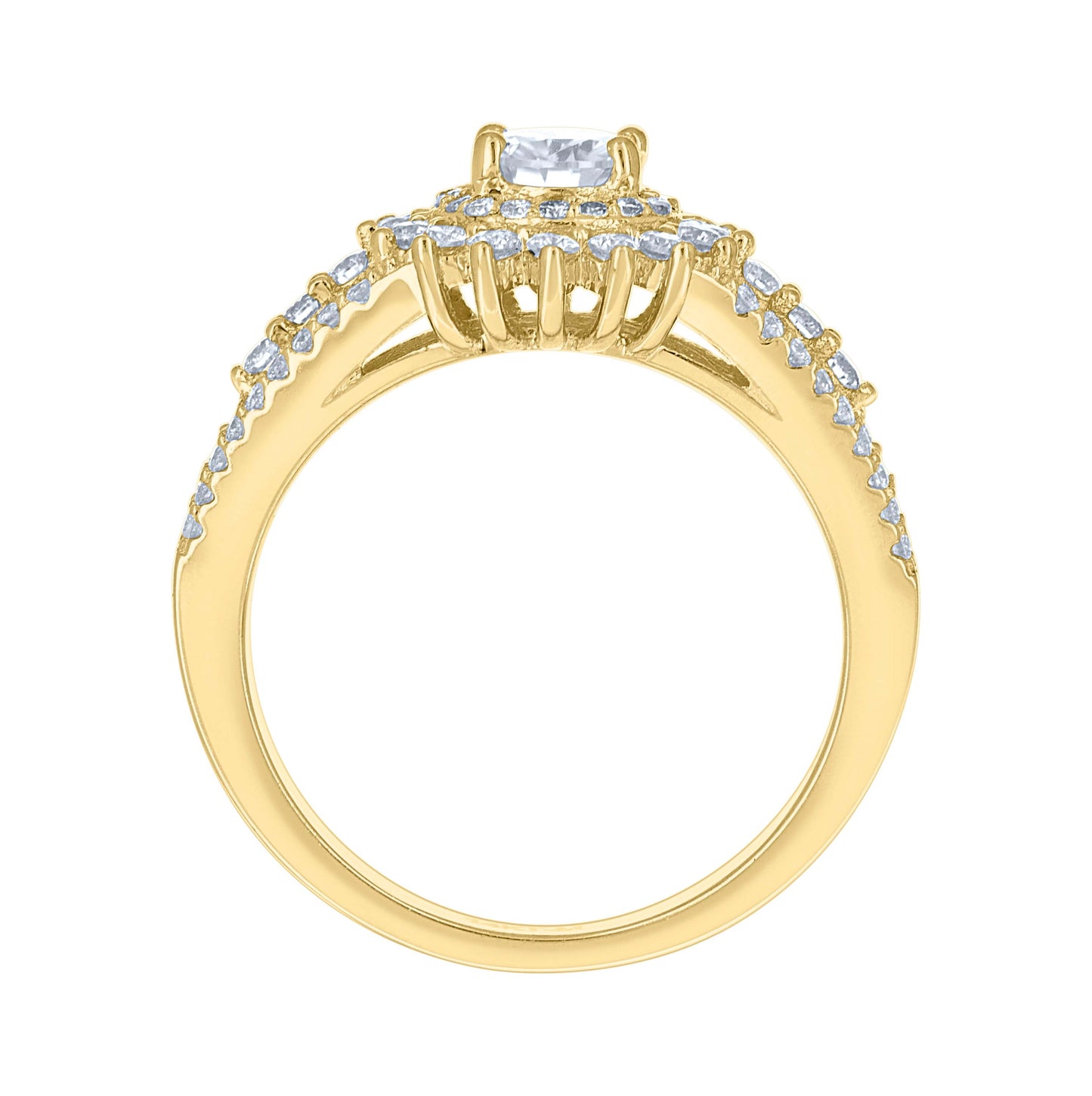 14K Yellow Gold Womens Moissanite Flower Engagement Ring Size 7