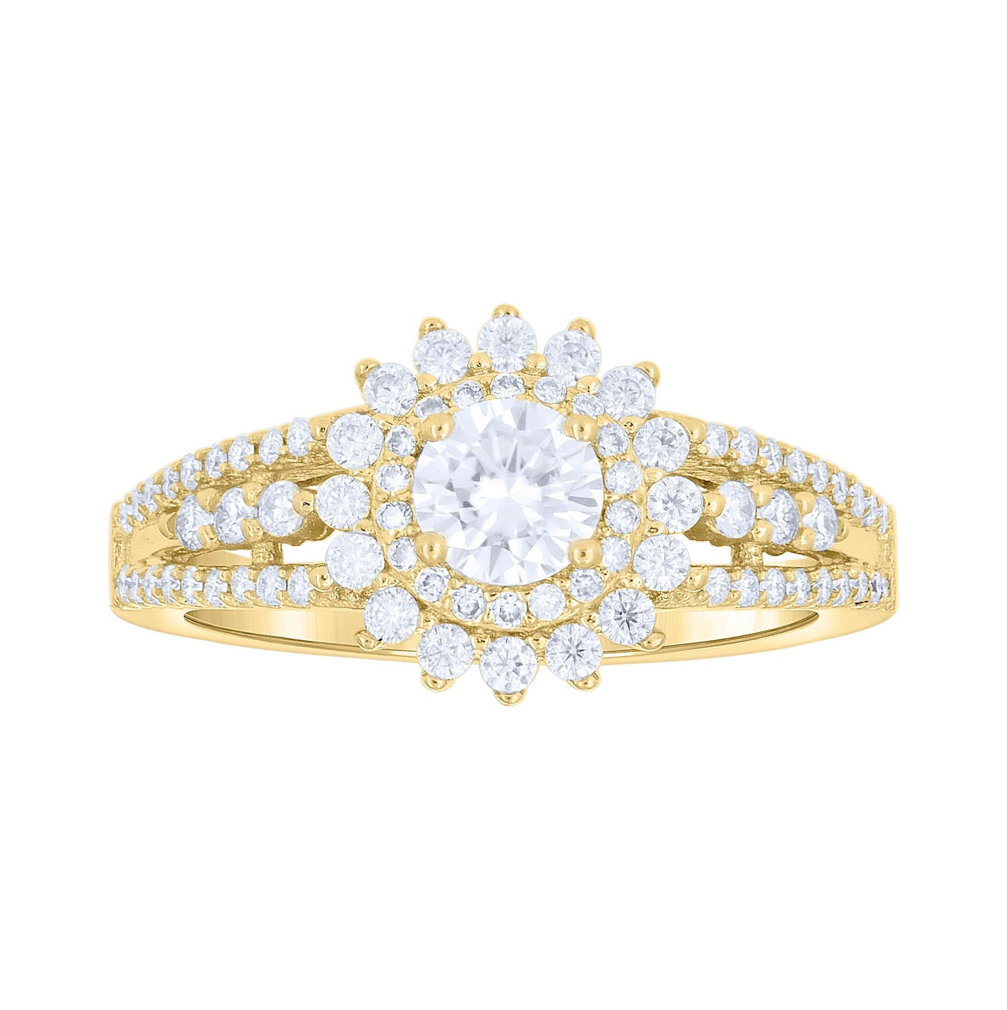14K Yellow Gold Womens Moissanite Flower Engagement Ring Size 7