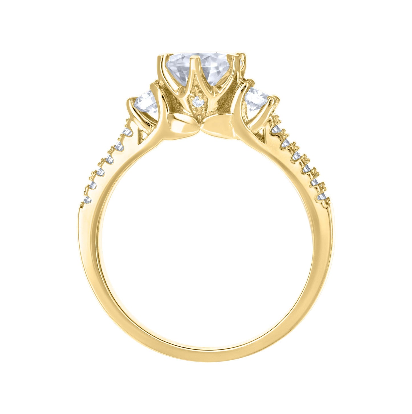 14K Yellow Gold Womens Moissanite Fashion Engagement Ring Size 7