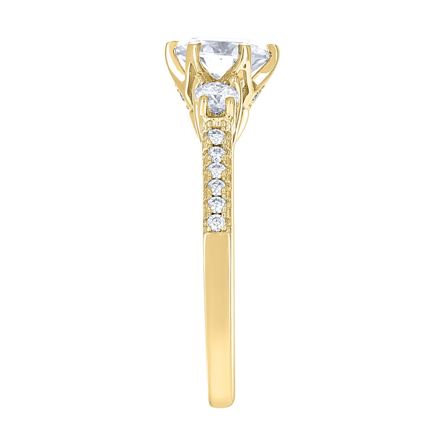 14K Yellow Gold Womens Moissanite Fashion Engagement Ring Size 7