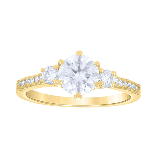 14K Yellow Gold Womens Moissanite Fashion Engagement Ring Size 7