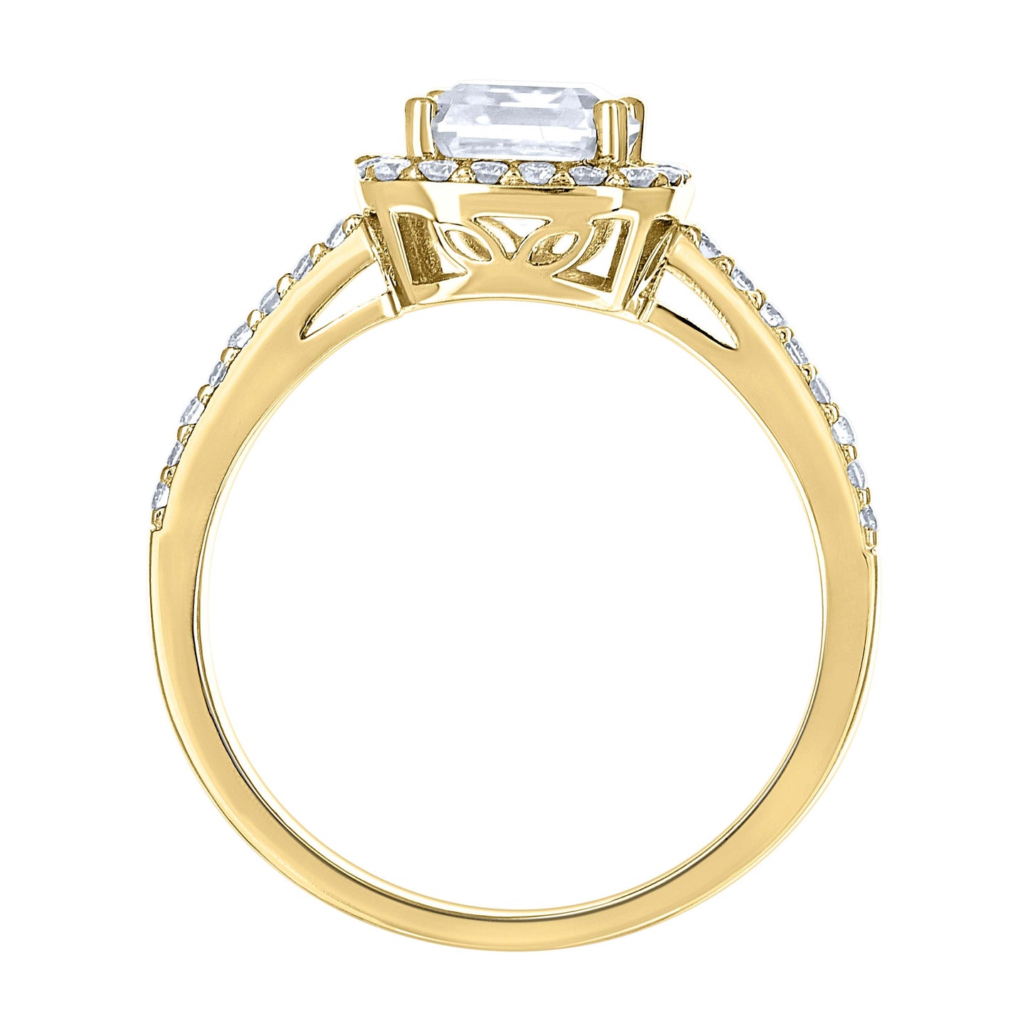 14K Yellow Gold Womens Princess-cut Round Moissanite Fashion Engagement Ring Size 7