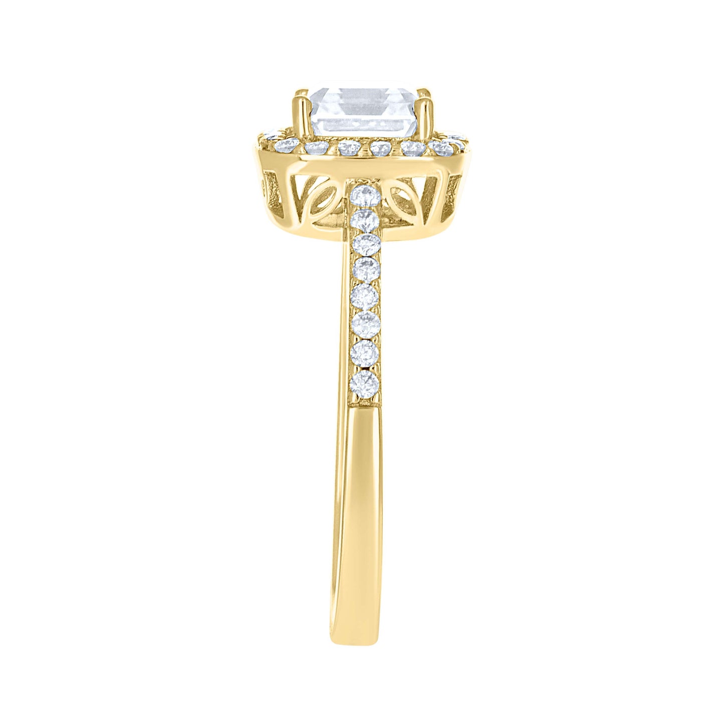 14K Yellow Gold Womens Princess-cut Round Moissanite Fashion Engagement Ring Size 7