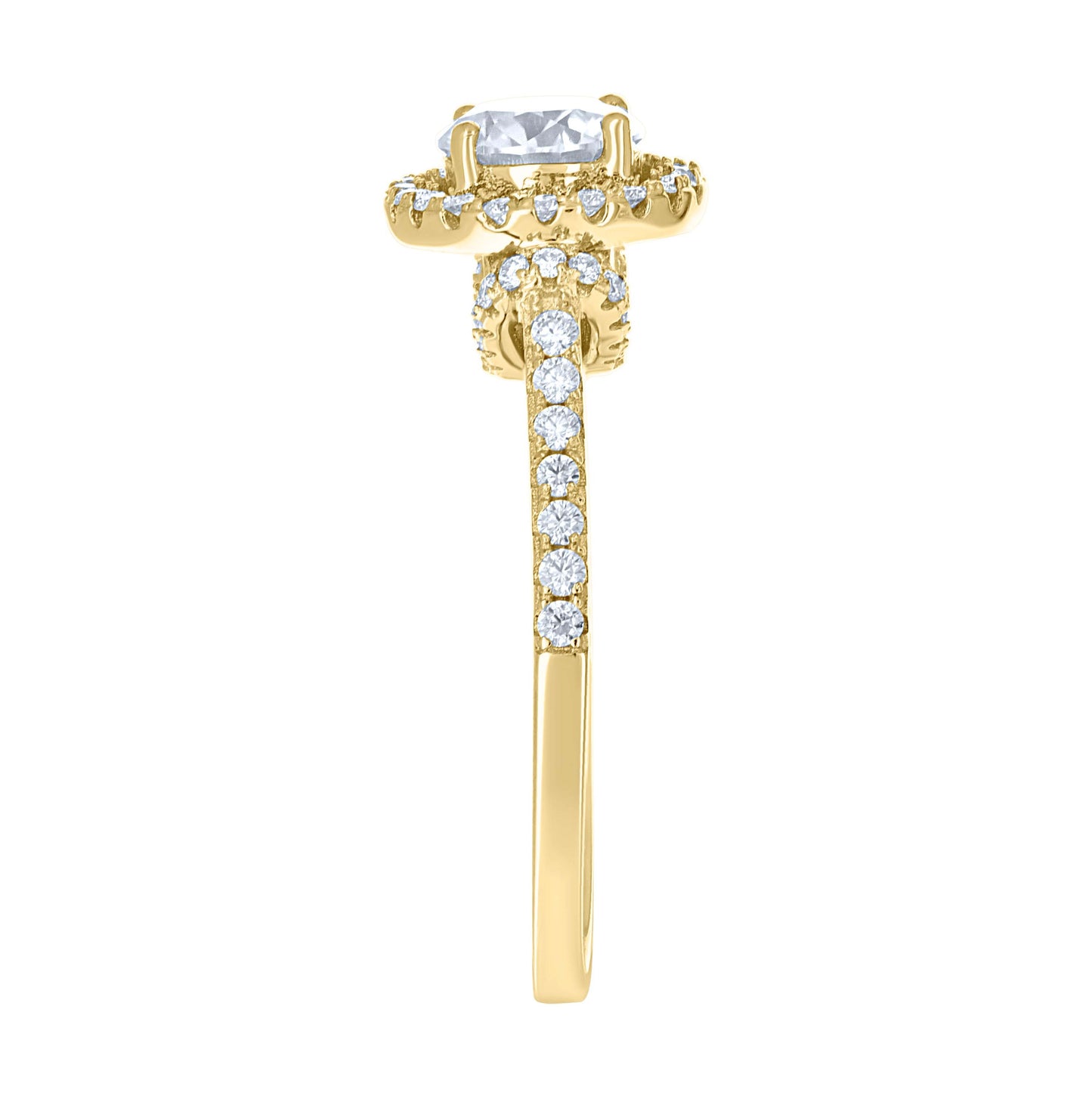 14K Yellow Gold Womens Moissanite Halo Engagement Ring Size 7