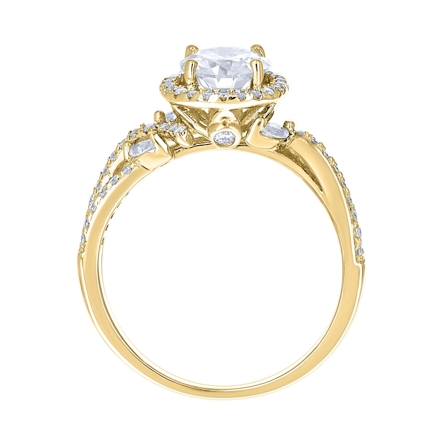 14K Yellow Gold Womens Moissanite Fashion Engagement Ring Size 7