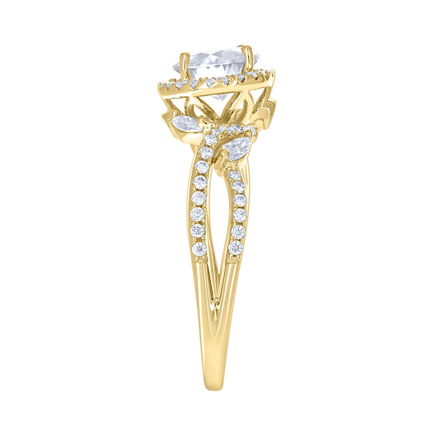 14K Yellow Gold Womens Moissanite Fashion Engagement Ring Size 7