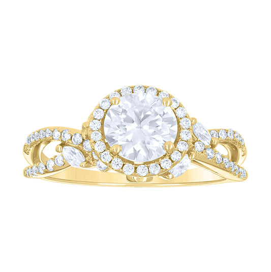14K Yellow Gold Womens Moissanite Fashion Engagement Ring Size 7