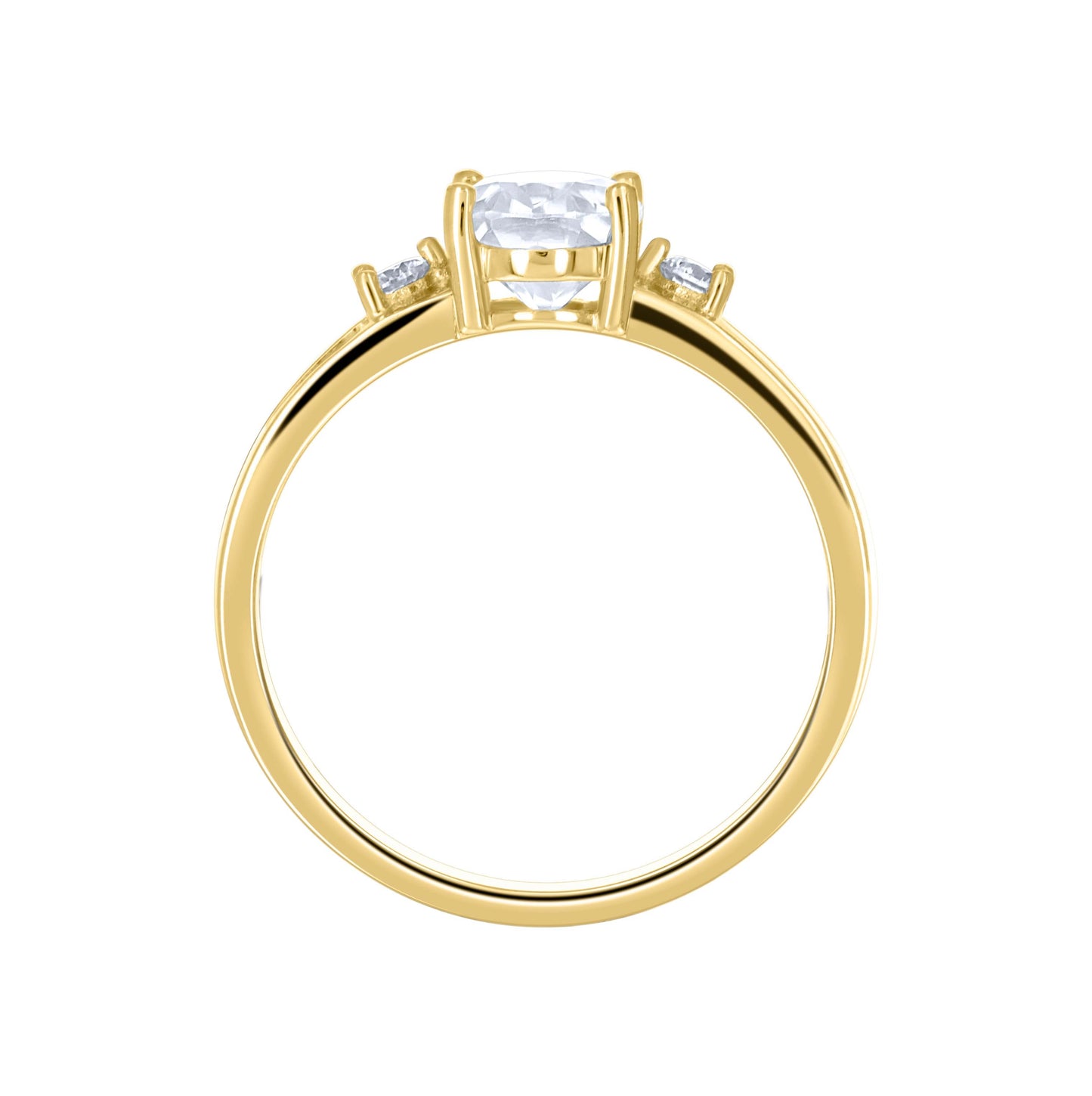 14K Yellow Gold Womens Oval Round Moissanite Fashion Engagement Ring Size 7