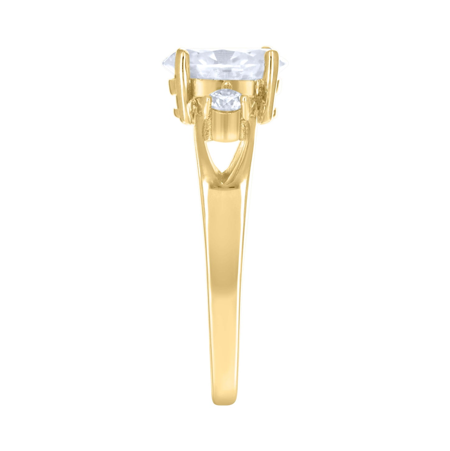 14K Yellow Gold Womens Oval Round Moissanite Fashion Engagement Ring Size 7