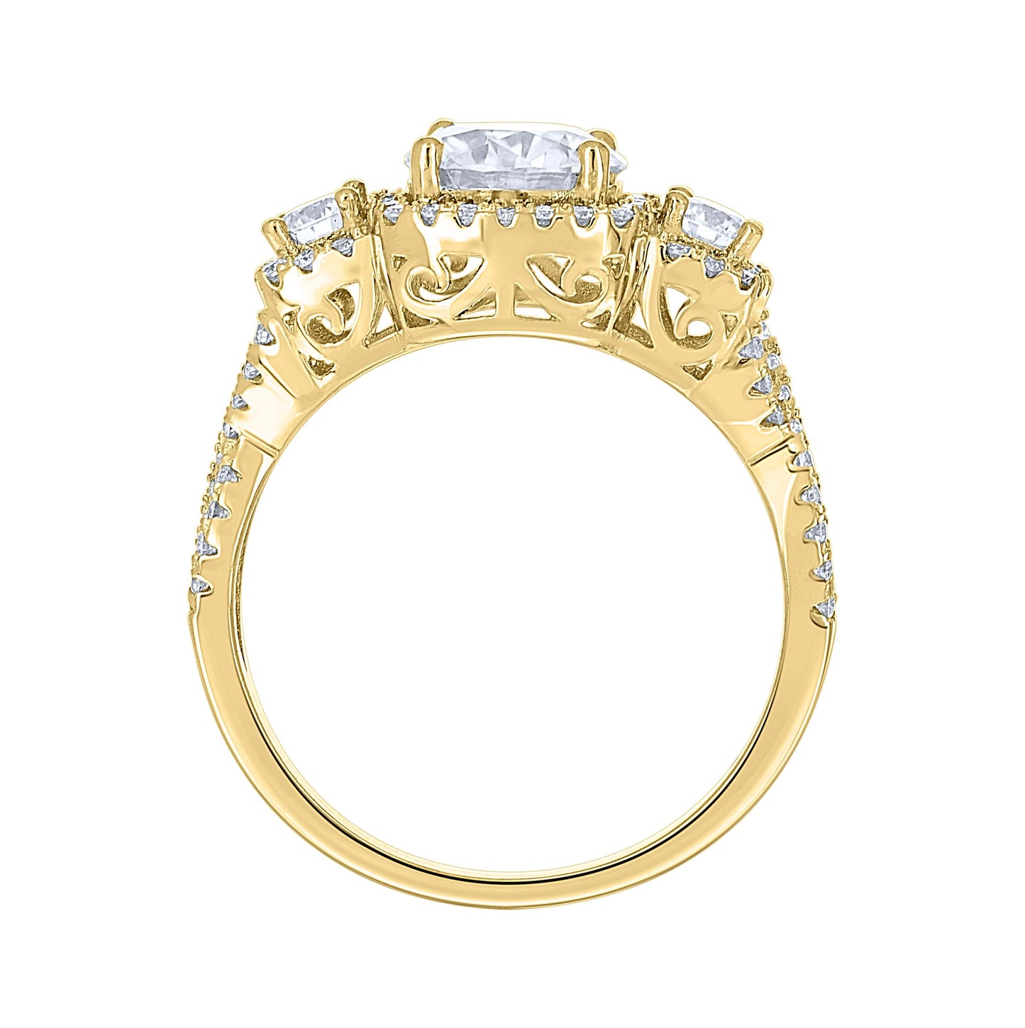 14K Yellow Gold Womens Moissanite Fashion Engagement Ring Size 7