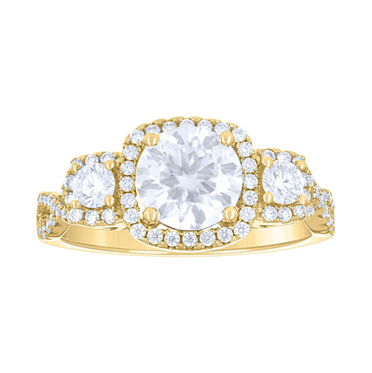 14K Yellow Gold Womens Moissanite Fashion Engagement Ring Size 7