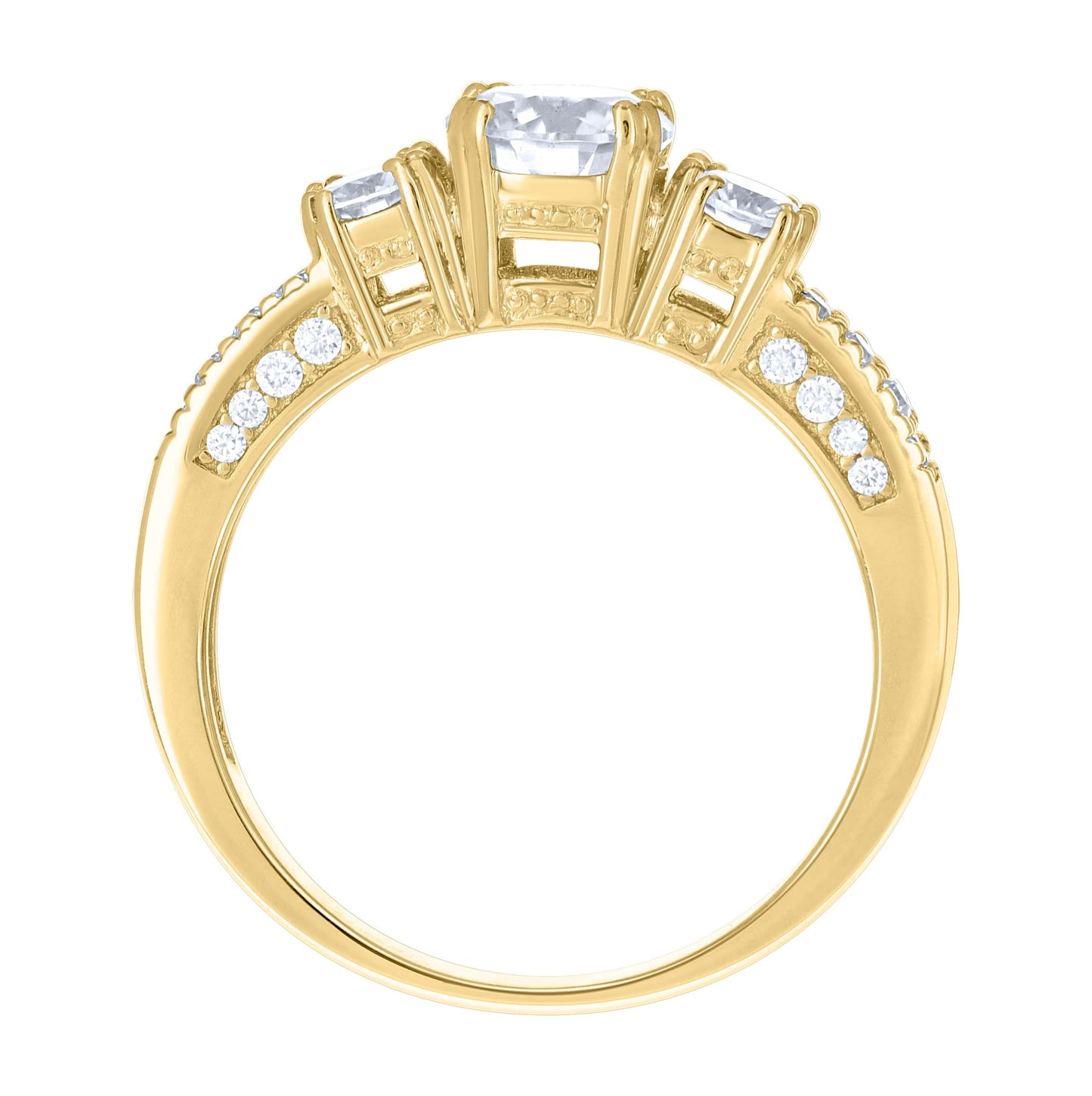 14K Yellow Gold Womens Moissanite Fashion Engagement Ring Size 7