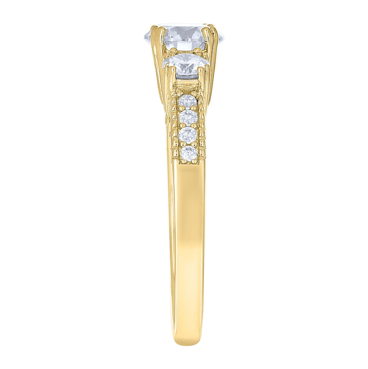 14K Yellow Gold Womens Moissanite Fashion Engagement Ring Size 7