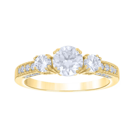 14K Yellow Gold Womens Moissanite Fashion Engagement Ring Size 7