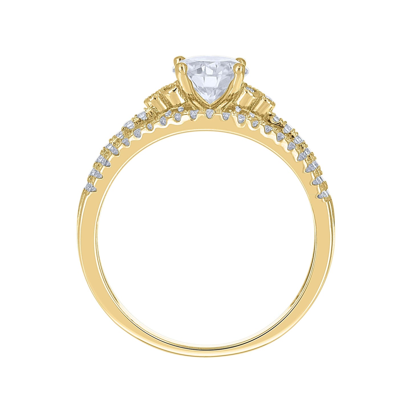 14K Yellow Gold Womens Moissanite Fashion Engagement Ring Size 7