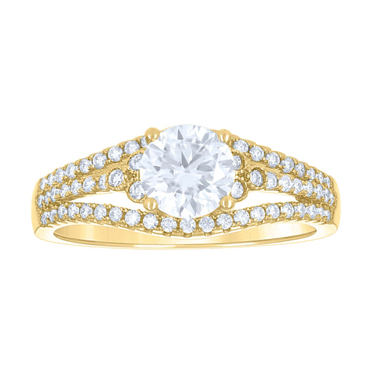 14K Yellow Gold Womens Moissanite Fashion Engagement Ring Size 7