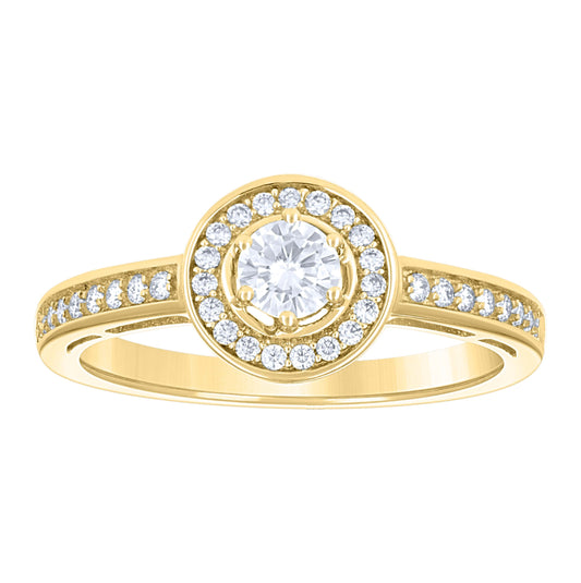 14K Yellow Gold Womens Moissanite Fashion Engagement Ring Size 7