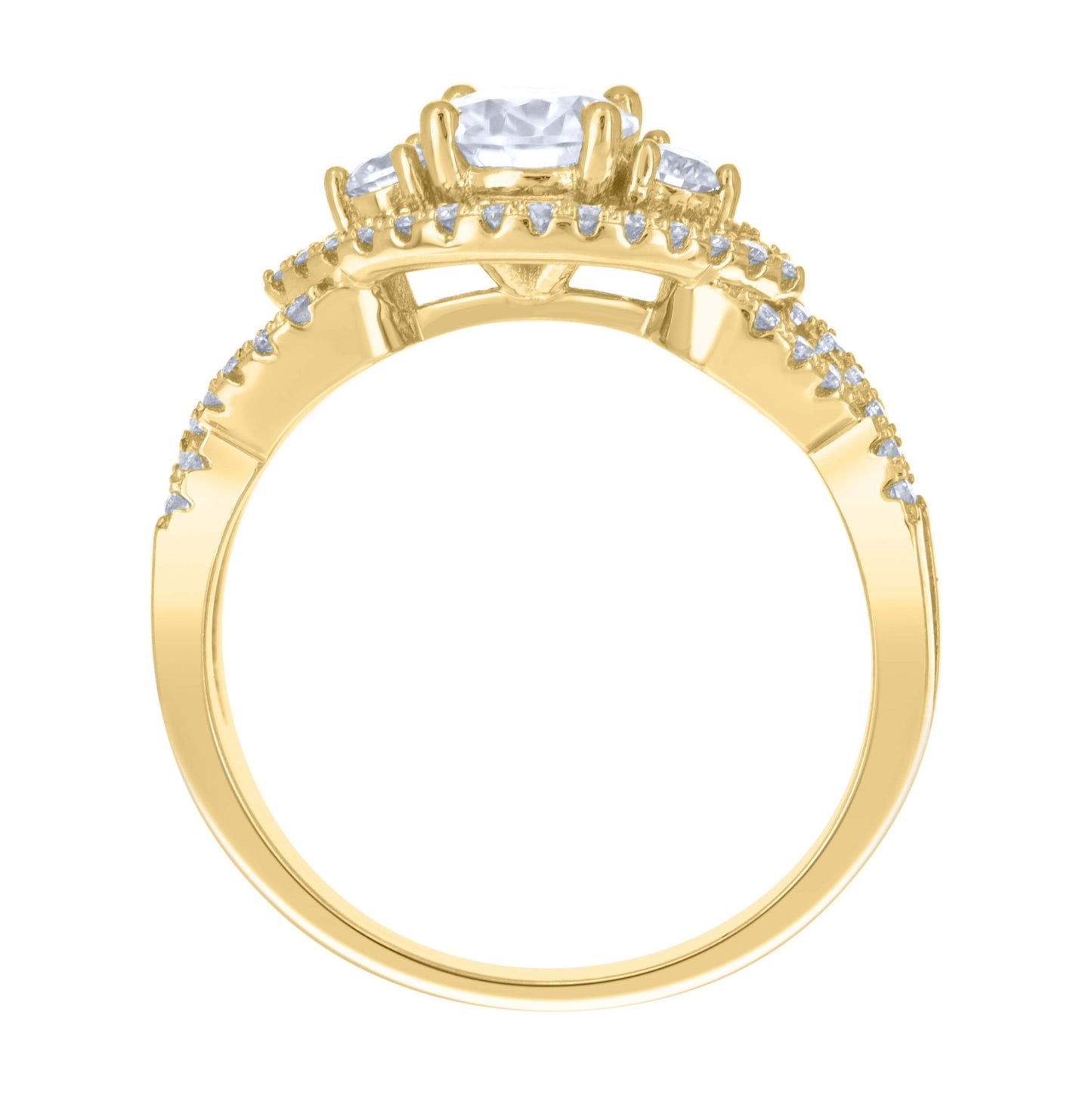 14K Yellow Gold Womens Moissanite Infinity Love Engagement Ring Size 7