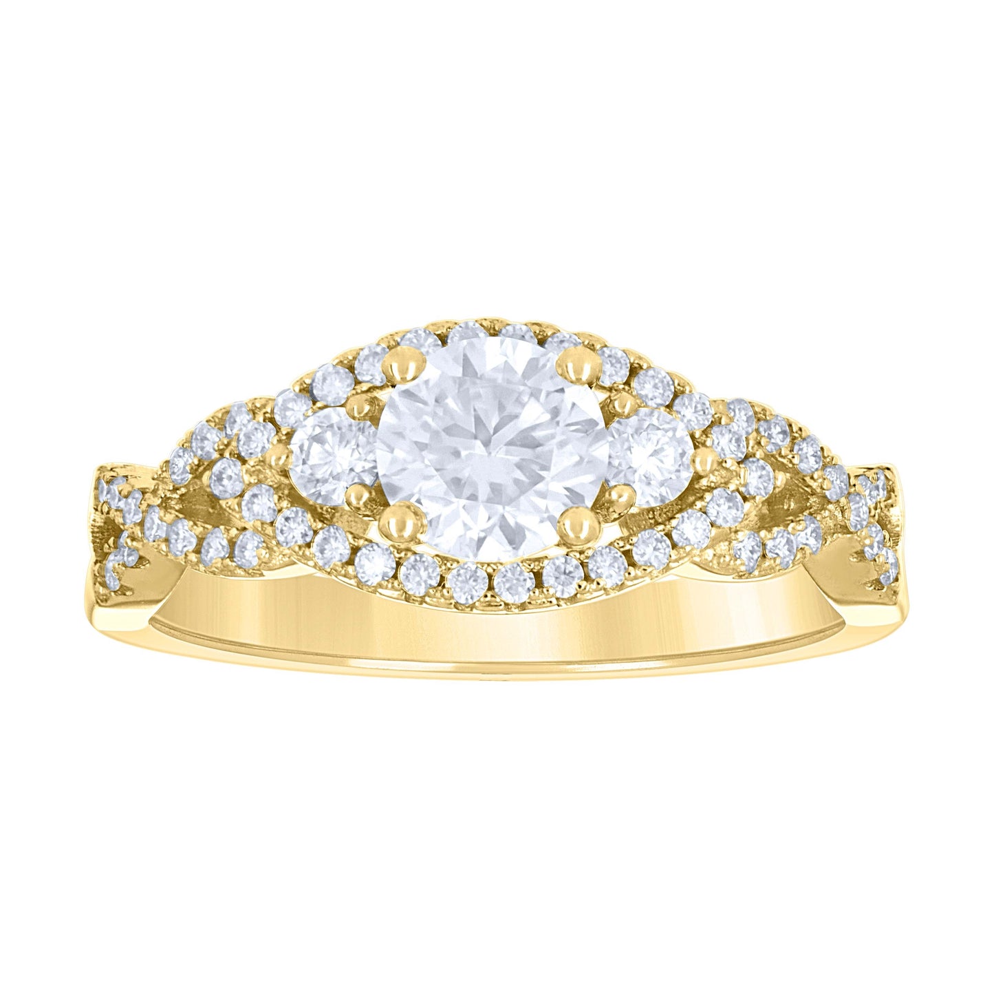 14K Yellow Gold Womens Moissanite Infinity Love Engagement Ring Size 7