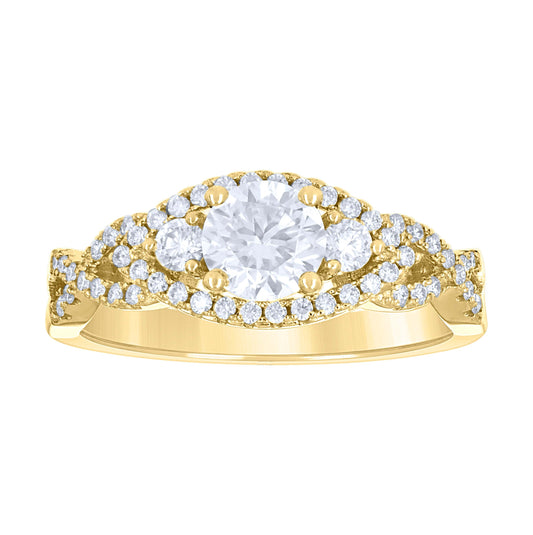 14K Yellow Gold Womens Moissanite Infinity Love Engagement Ring Size 7