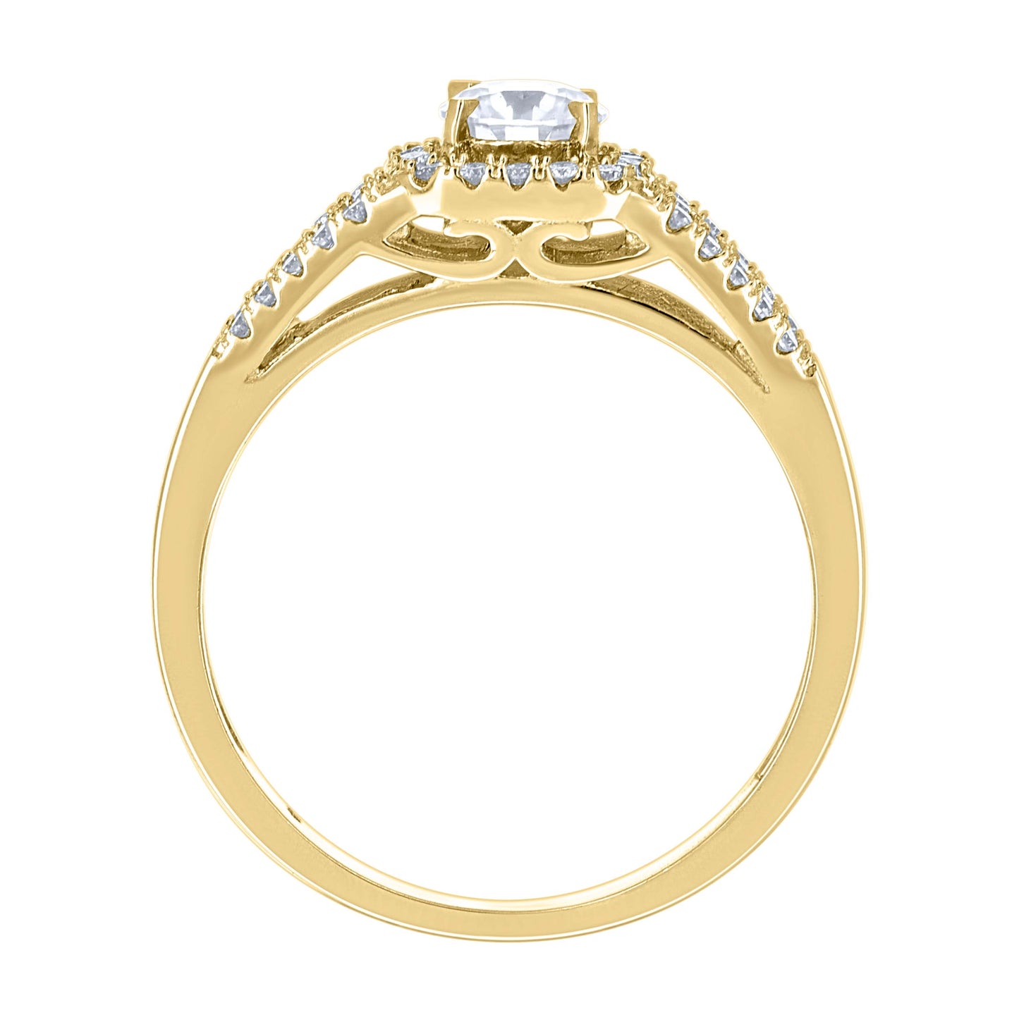 14K Yellow Gold Womens Moissanite Fashion Engagement Ring Size 7