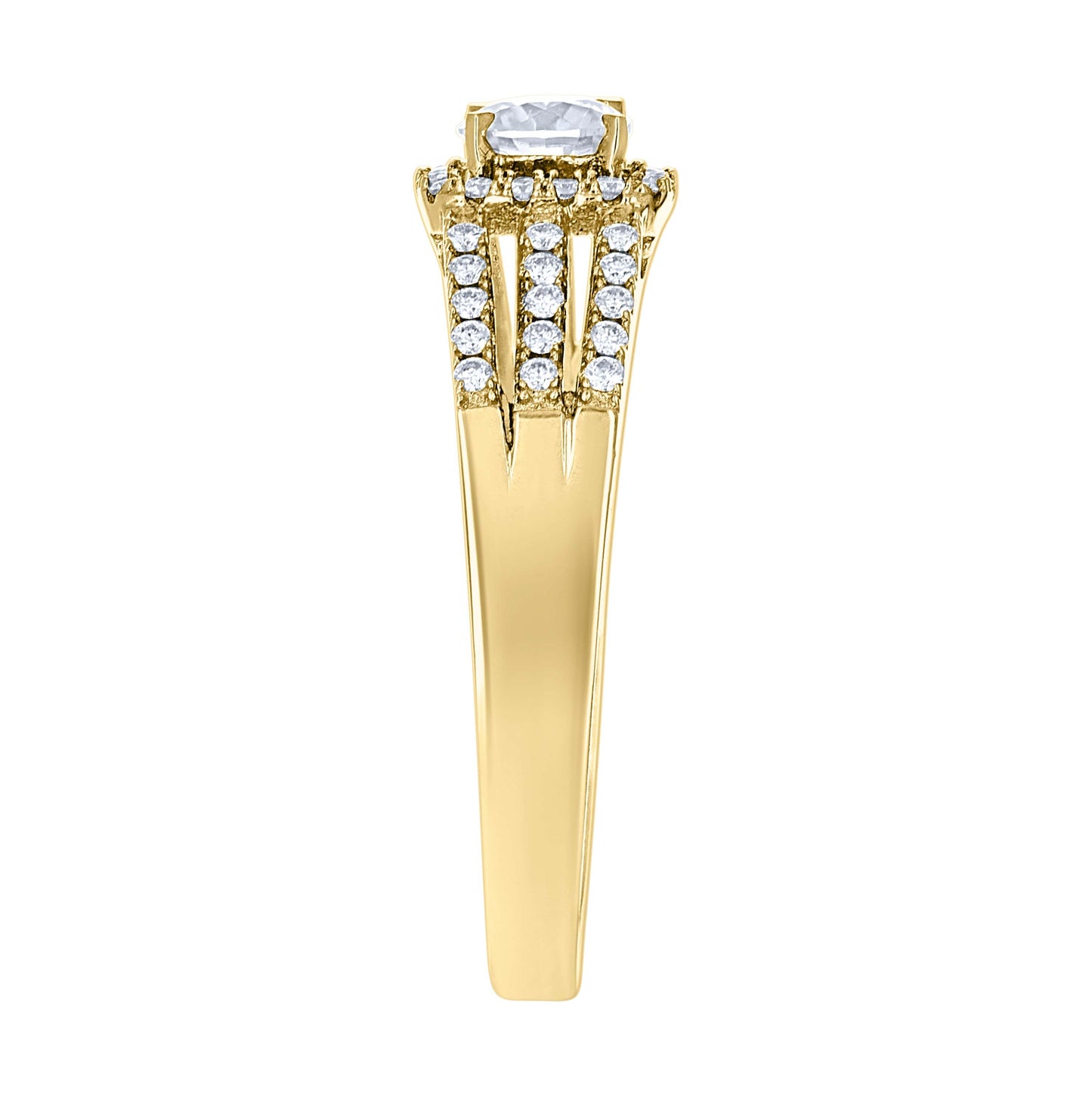 14K Yellow Gold Womens Moissanite Fashion Engagement Ring Size 7