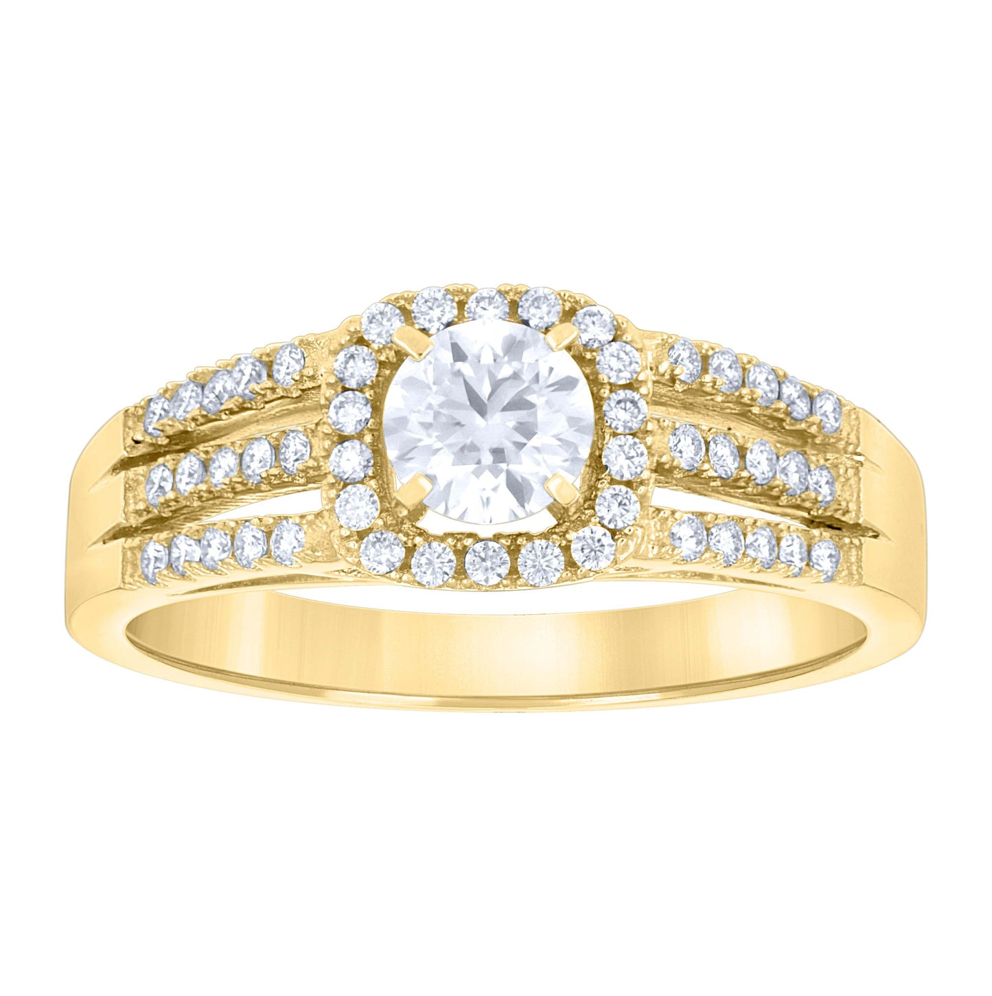 14K Yellow Gold Womens Moissanite Fashion Engagement Ring Size 7