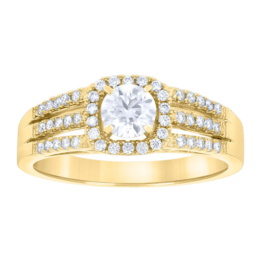 14K Yellow Gold Womens Moissanite Fashion Engagement Ring Size 7