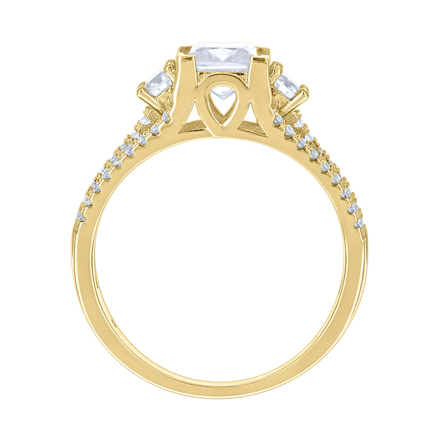 14K Yellow Gold Womens Princess-cut Round Moissanite Fashion Engagement Ring Size 7