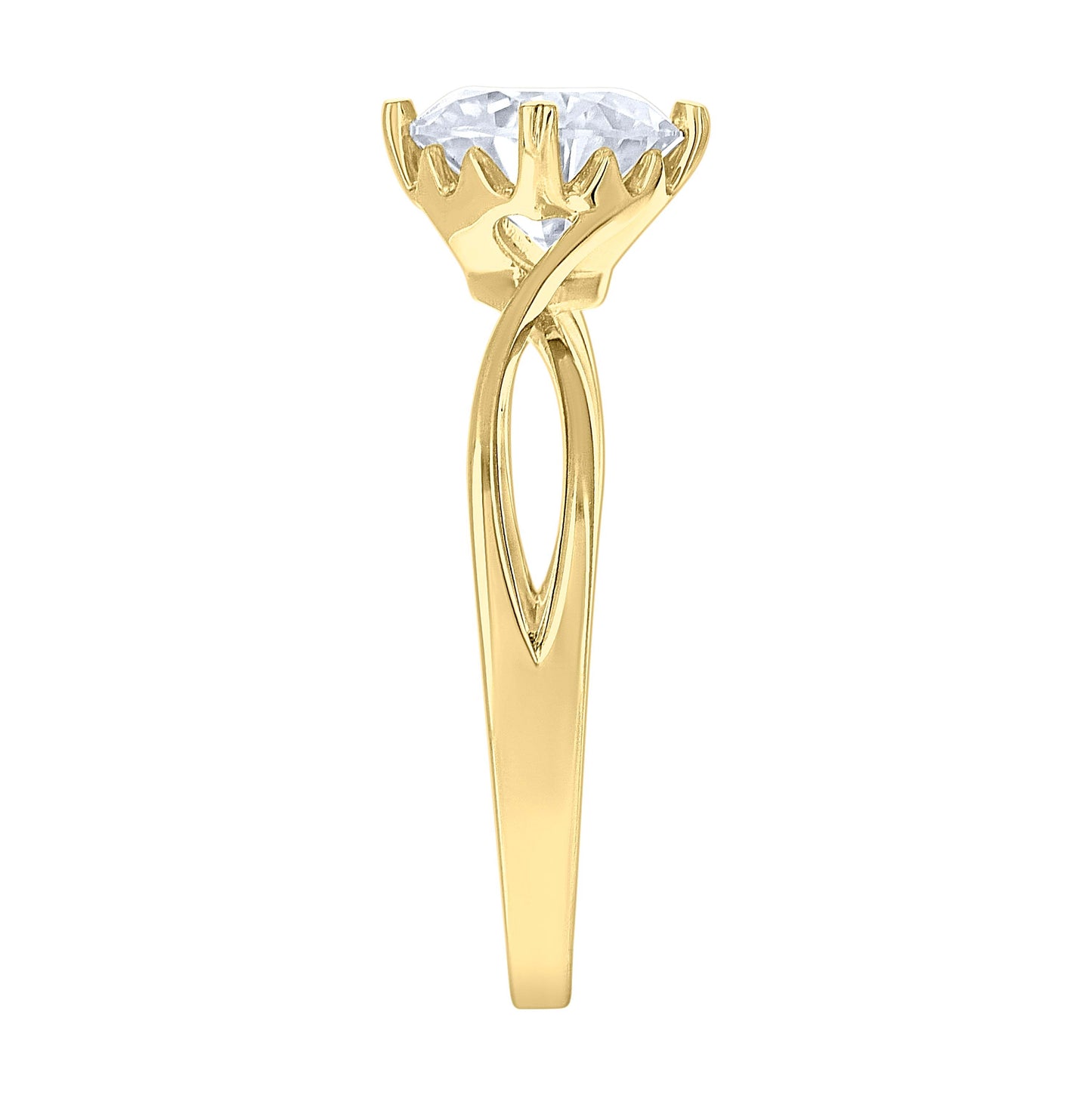 14K Yellow Gold Womens Moissanite Heart Prongs Solitaire Engagement Ring Size 7