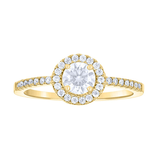 14K Yellow Gold Womens Moissanite Fashion Engagement Ring Size 7