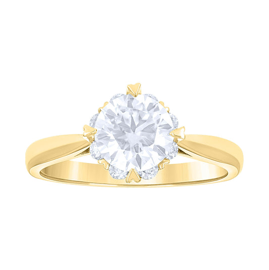 14K Yellow Gold Womens Moissanite Heart Prongs Solitaire Engagement Ring Size 7