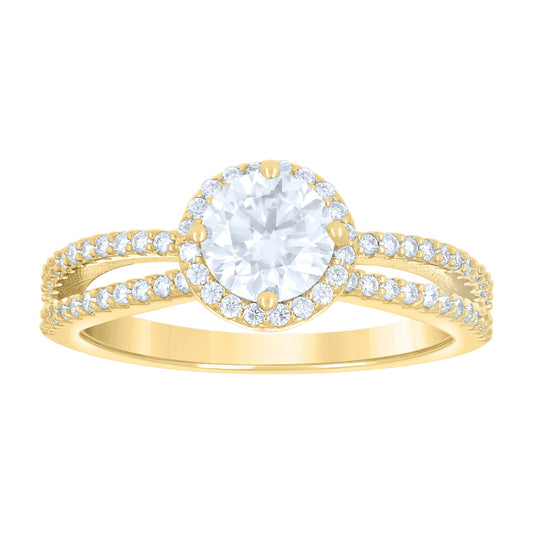 14K Yellow Gold Womens Moissanite Fashion Engagement Ring Size 7