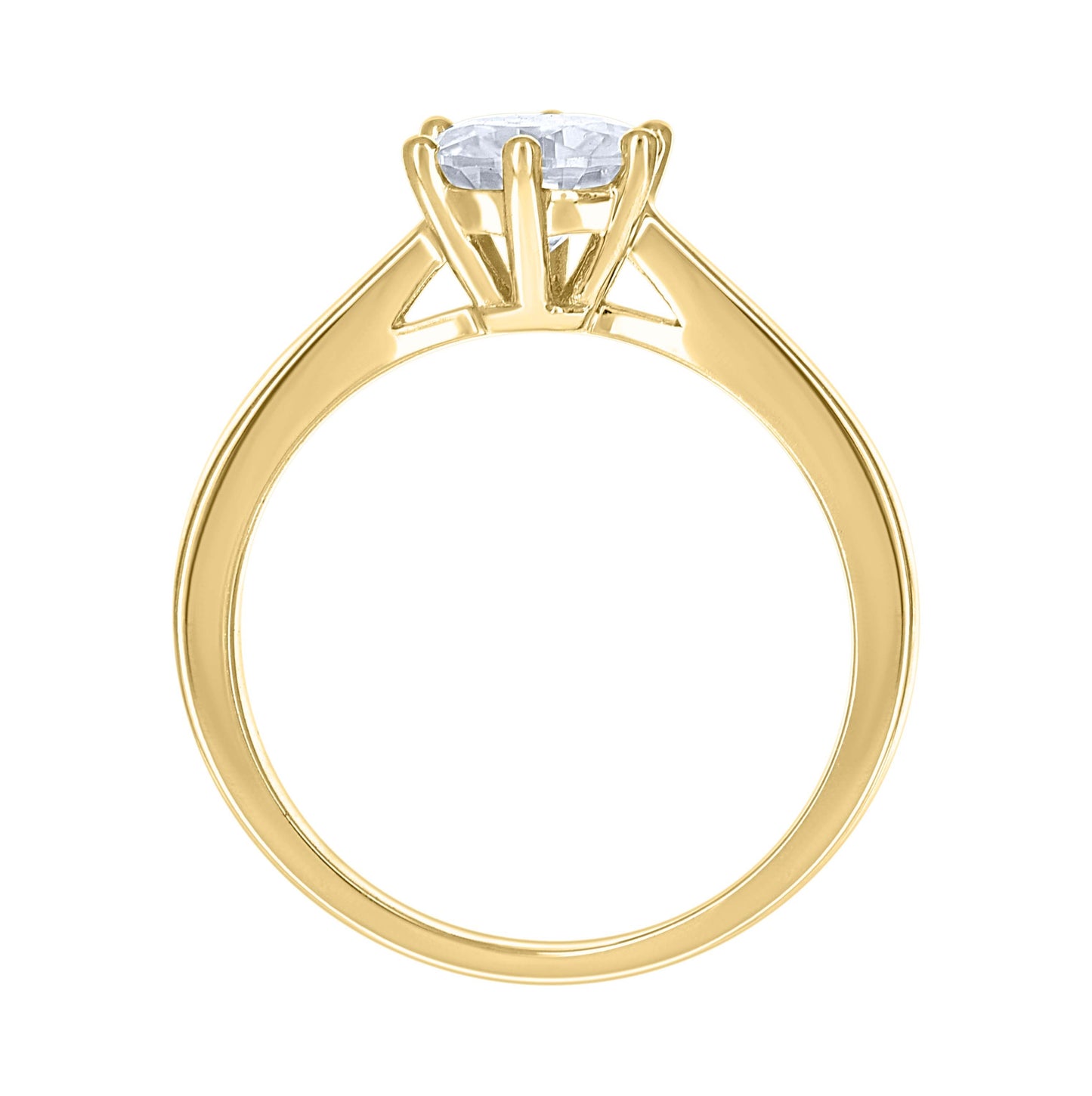14K Yellow Gold Womens Moissanite Solitaire Engagement Ring Size 7