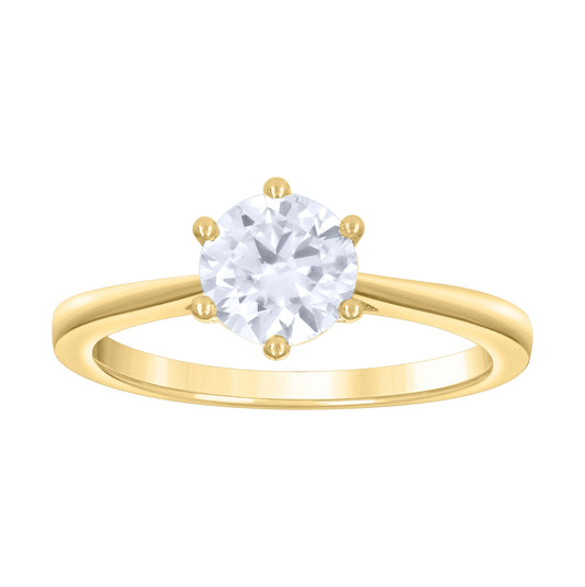 14K Yellow Gold Womens Moissanite Solitaire Engagement Ring Size 7