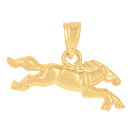 10K Yellow Gold Womens Mens Unisex Horse Animal Charm Pendant