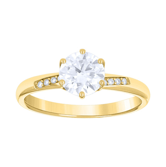 14K Yellow Gold Womens Moissanite Solitaire Engagement Ring Size 7