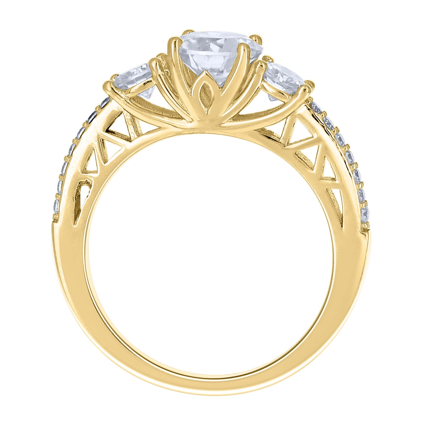 14K Yellow Gold Womens Moissanite Duo Bridal Ring Set Size 7